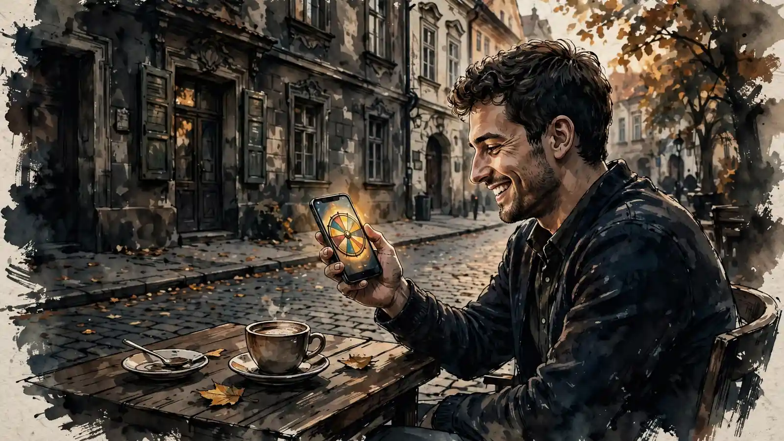 Mladý muž v Praze s telefonem a kostkami zdarma